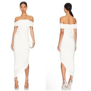 MISHA Keoni Slinky Midi Dress in Ivory Size S
